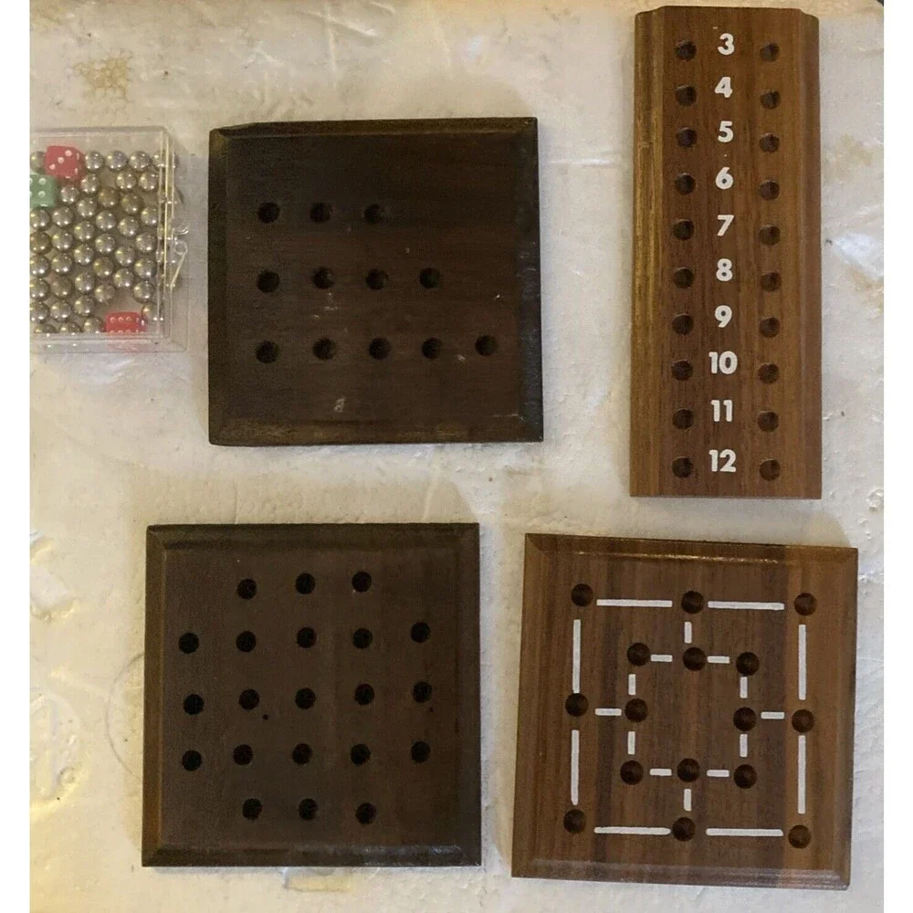 Vintage Thinker Series Puzzles and Games Skor-Mor Walnut Hardwood Chrome Pieces